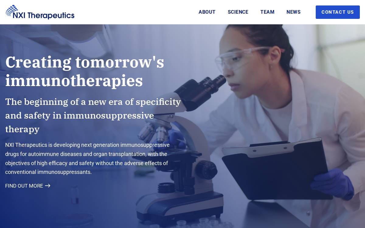 NXI Therapeutics website preview