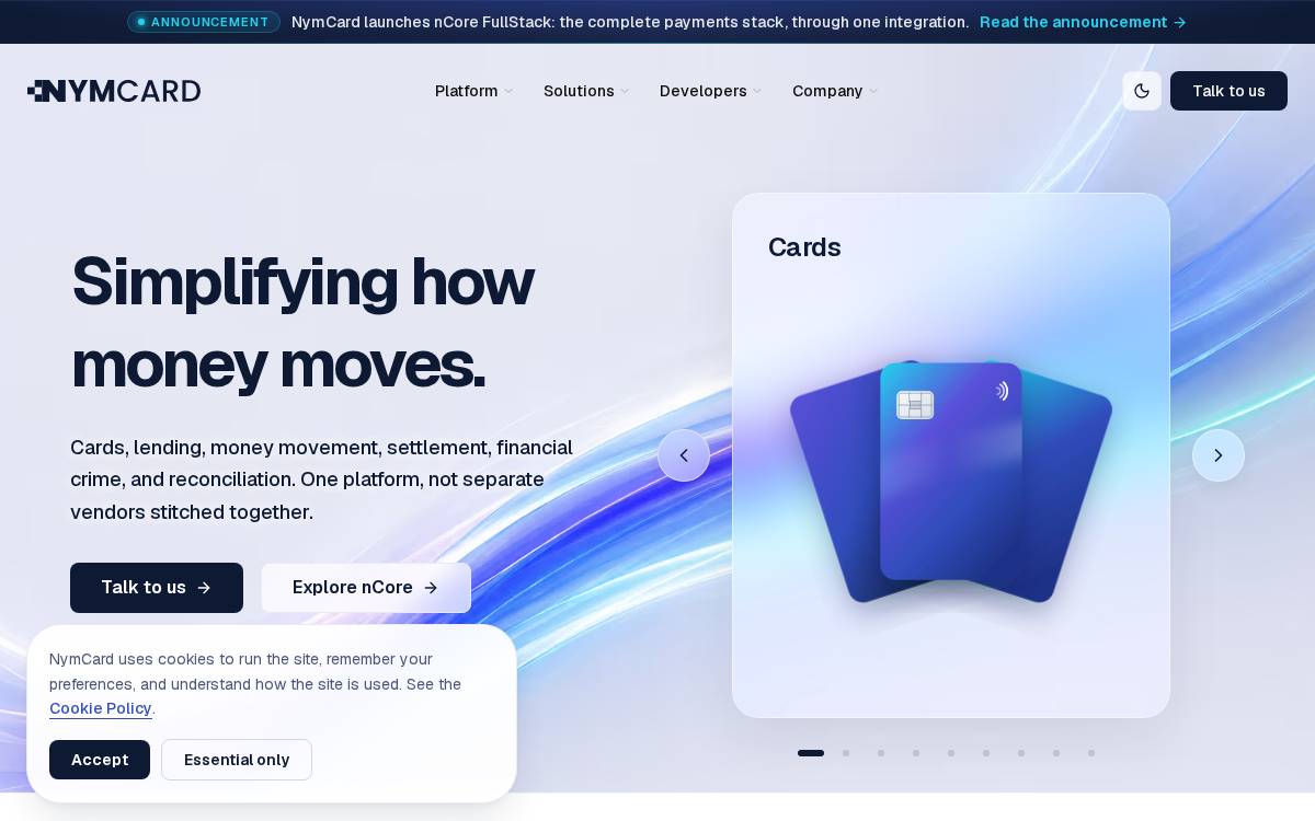 Nymcard website preview