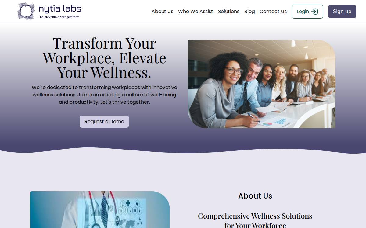 Nytia Health website preview