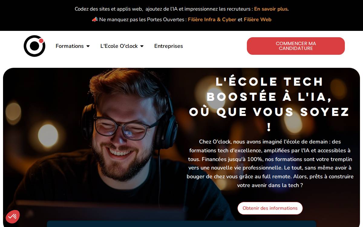 O'clock website preview