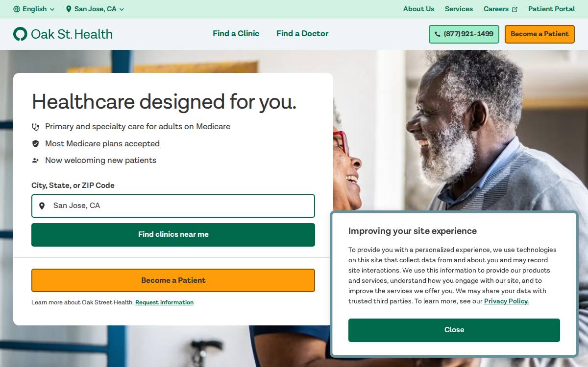 Oak Street Health website preview