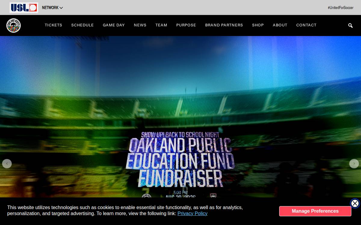Oakland Roots SC website preview