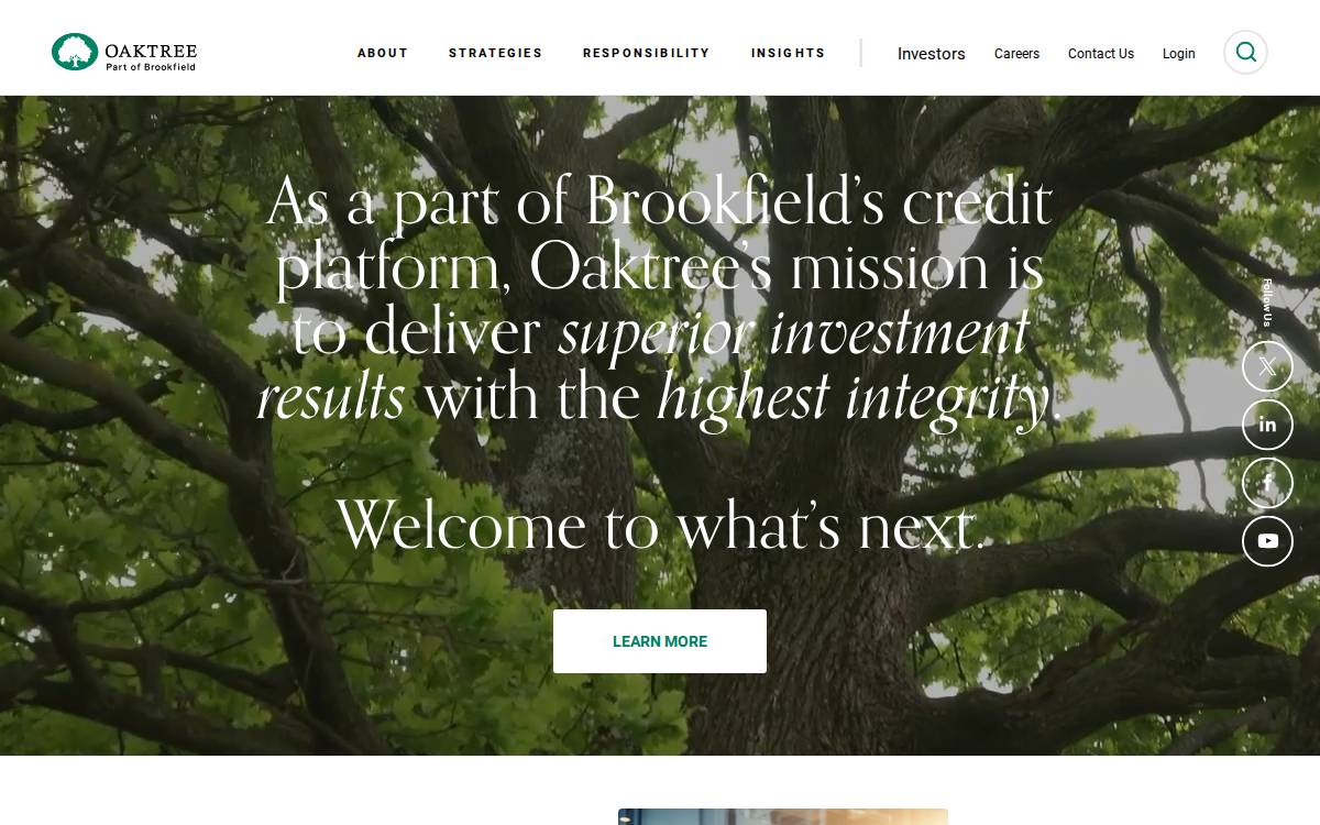 Oaktree Capital website preview