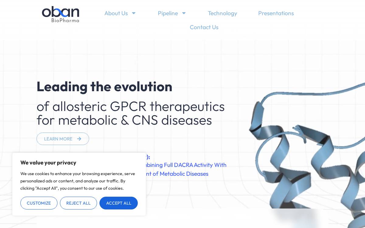 Oban BioPharma website preview