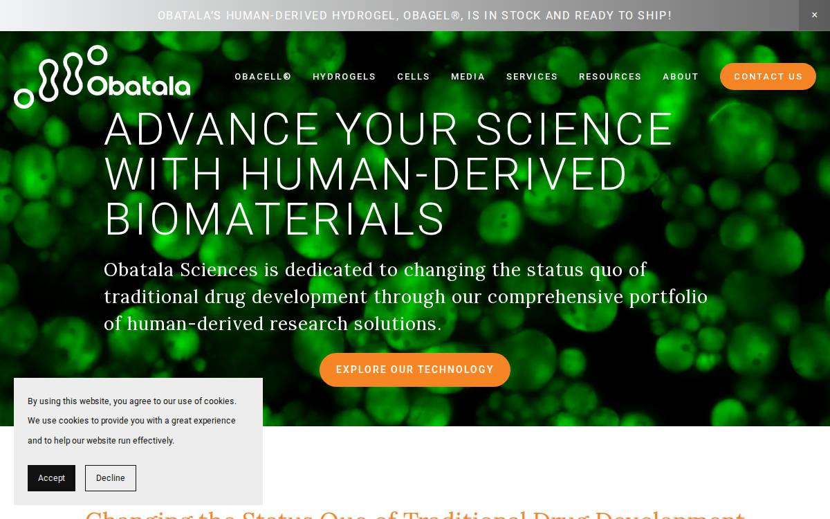 Obatala Sciences website preview