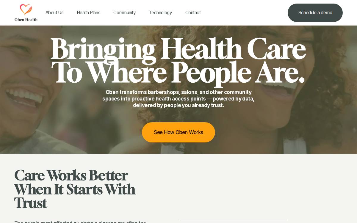 Oben Health website preview