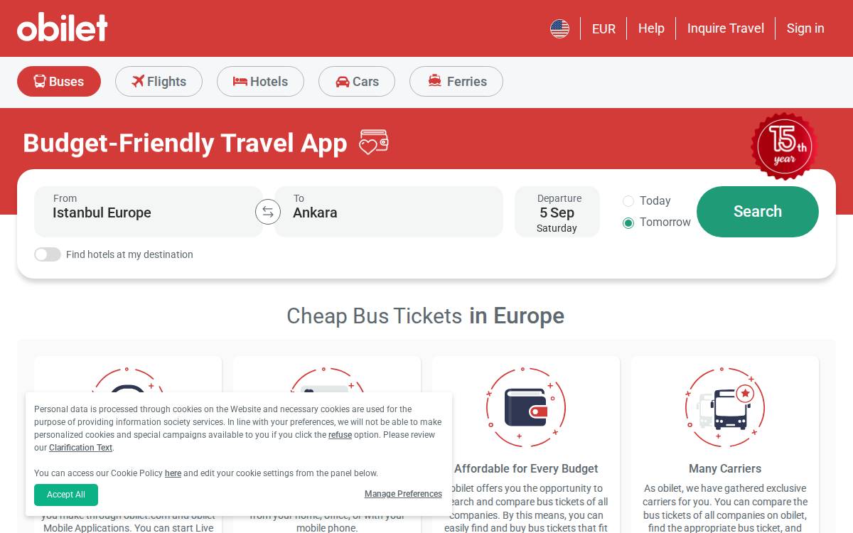 Obilet website preview