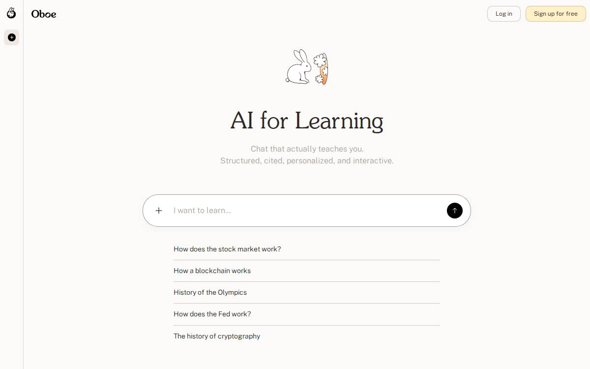 Oboe AI-powered learning website preview