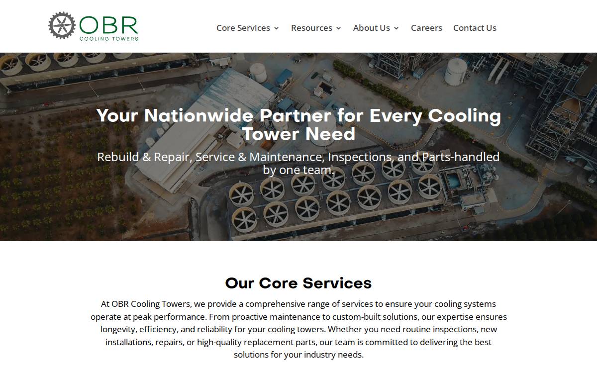 OBR Cooling Towers website preview