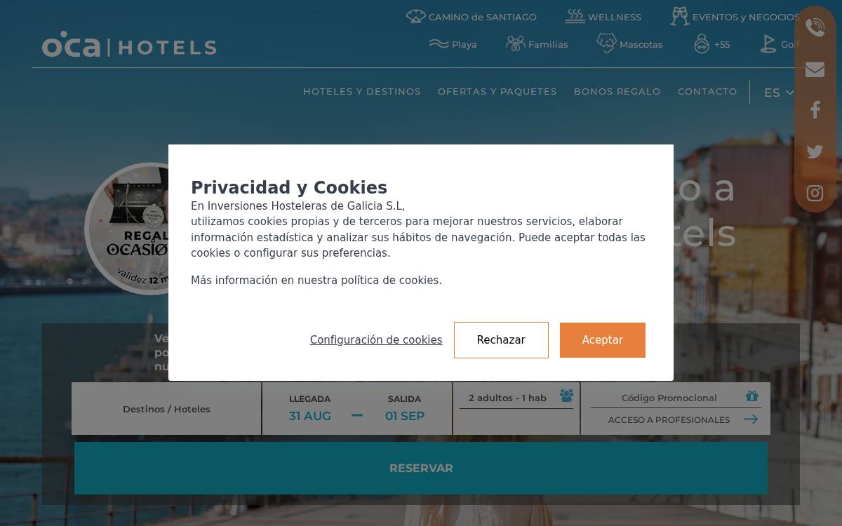 Ocahotels website preview