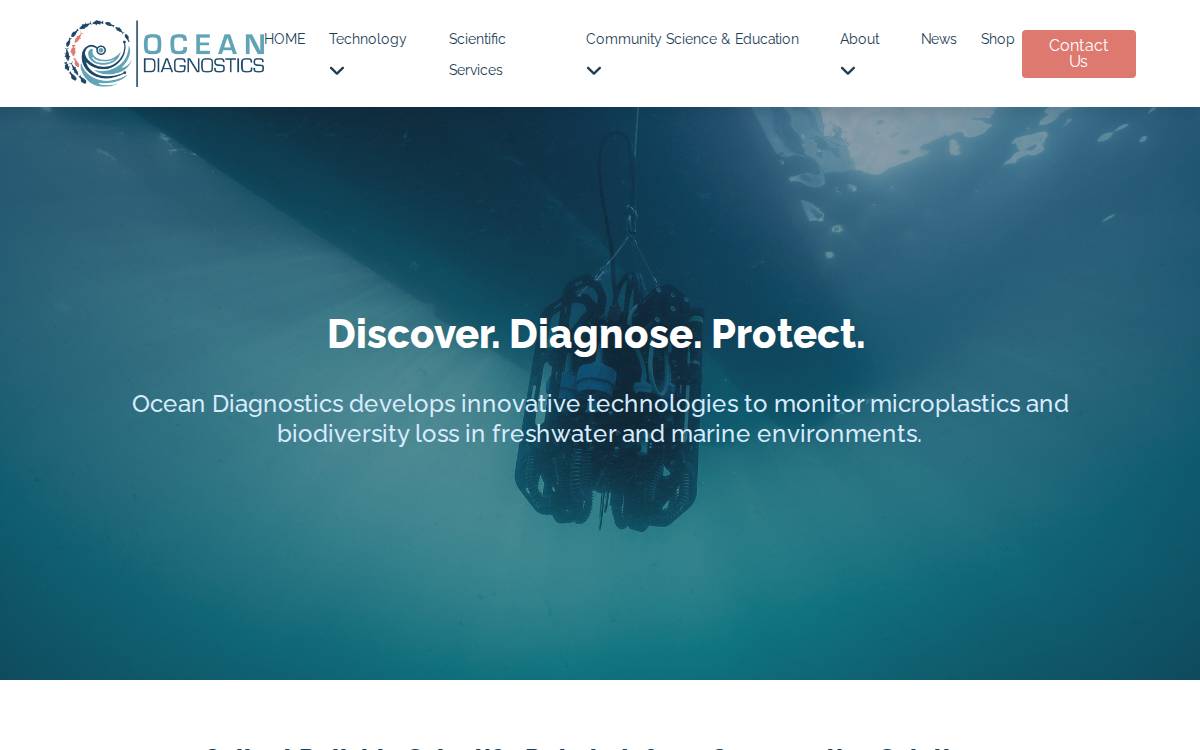 Ocean Diagnostics Inc. website preview