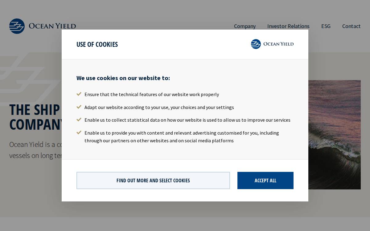 Ocean Yield website preview