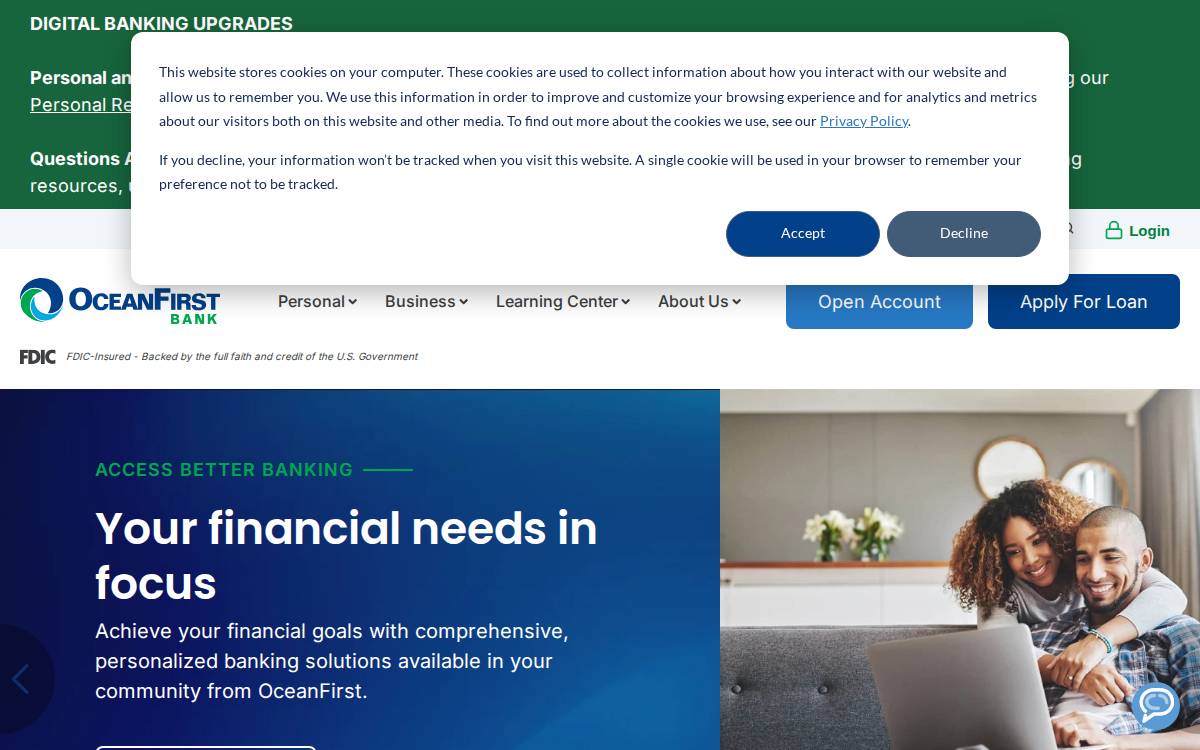 Oceanfirst website preview