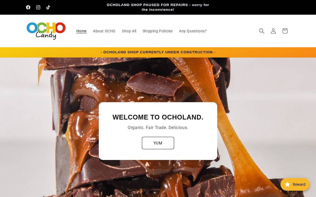 OCHO Candy website preview