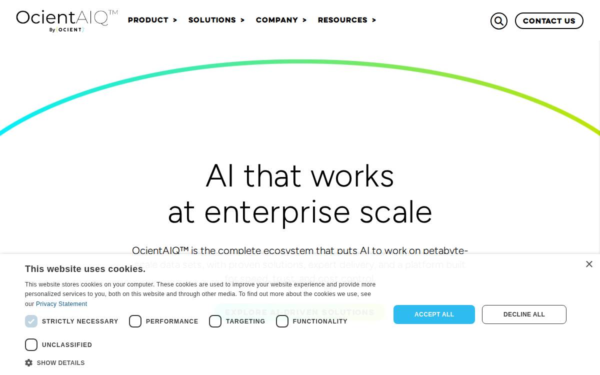 Ocient website preview