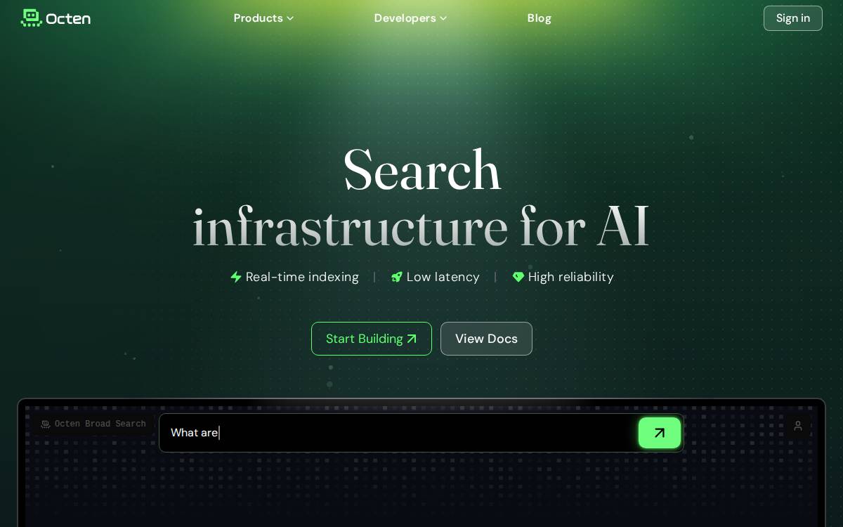 Octen website preview