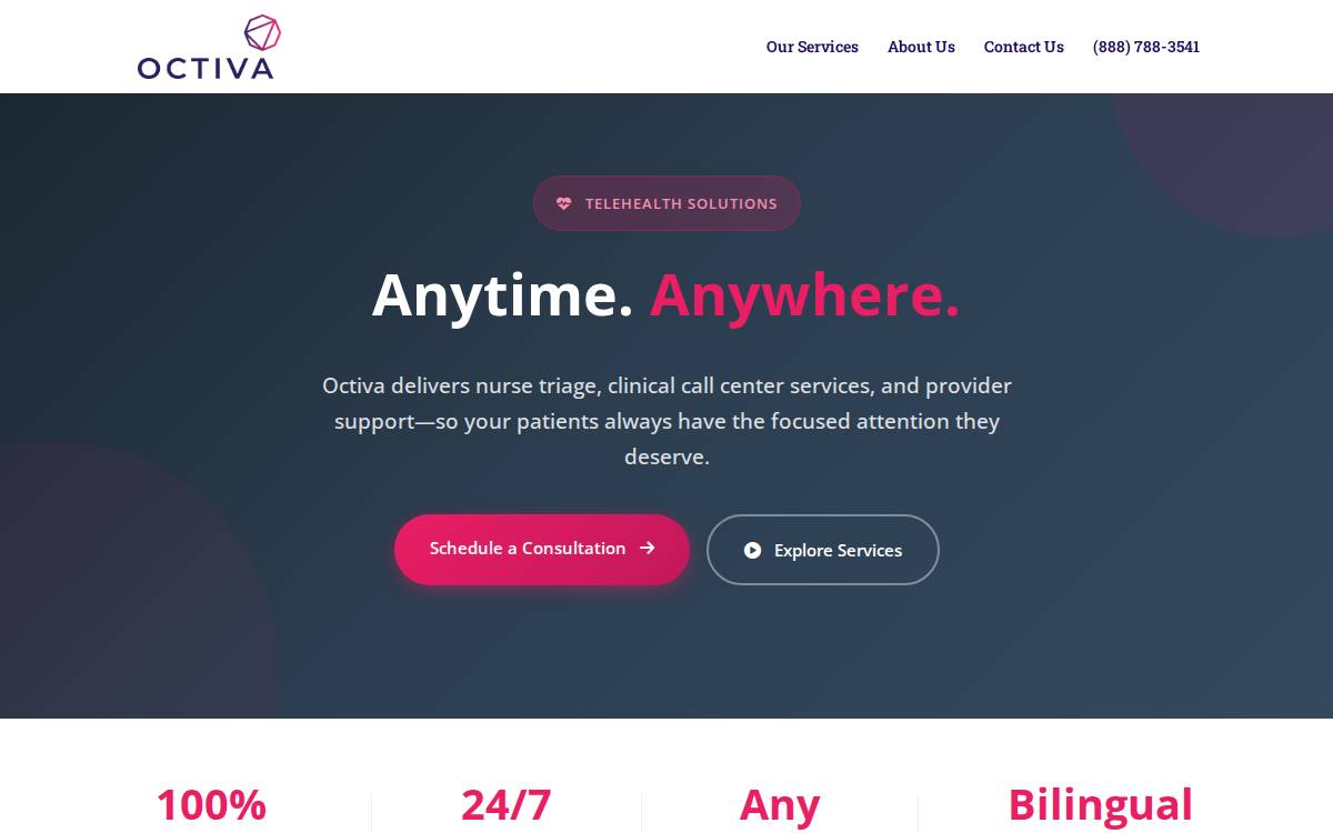 Octiva Healthcare website preview