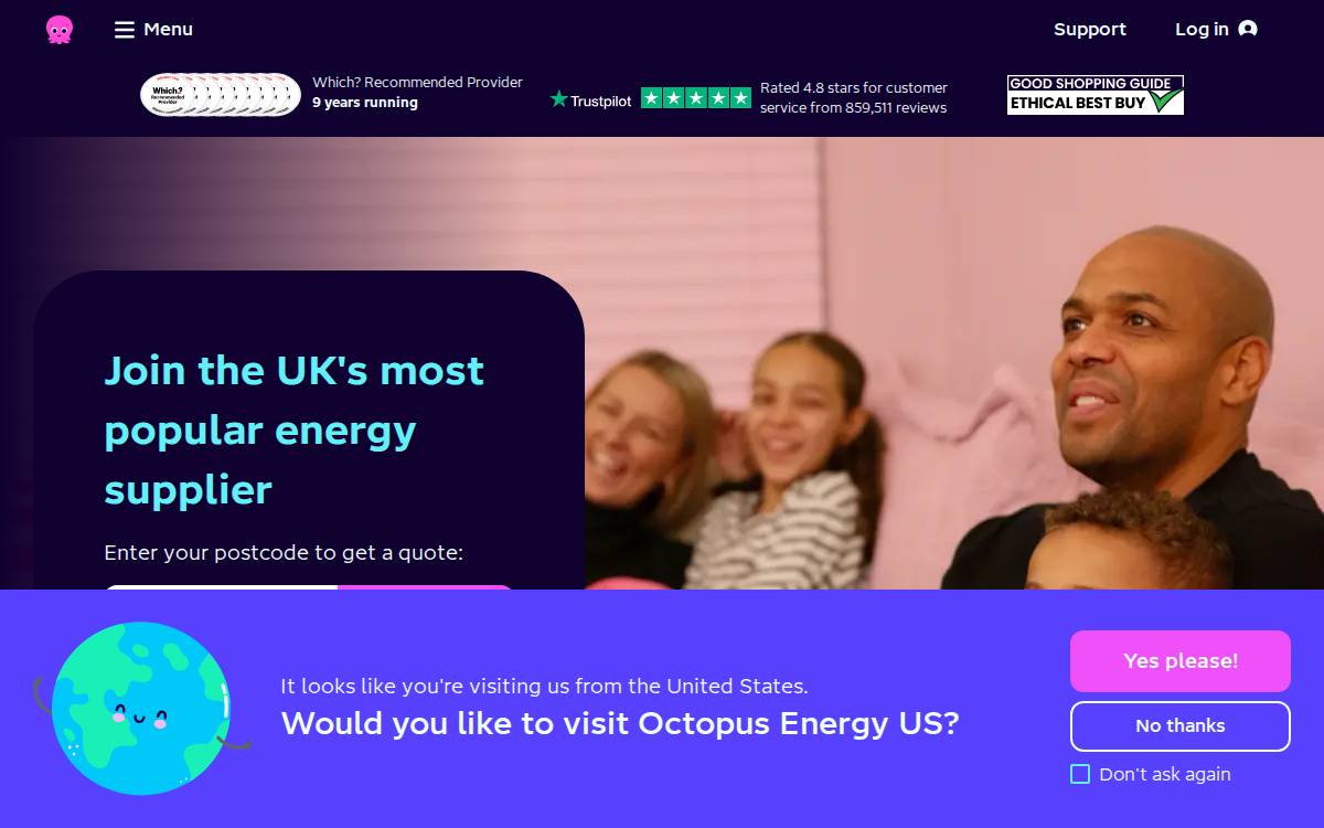 Octopus Energy website preview