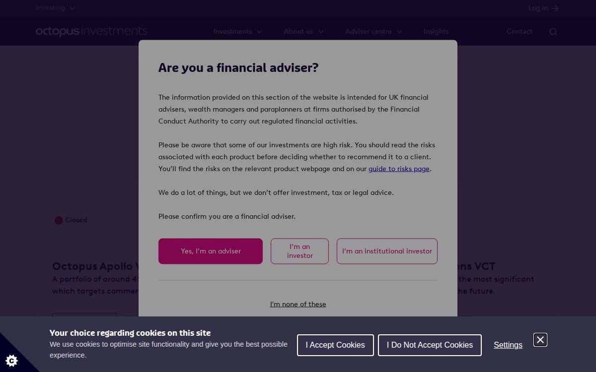 Octopus Investments website preview