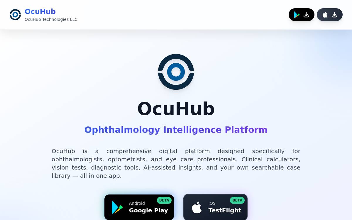 OcuHub website preview