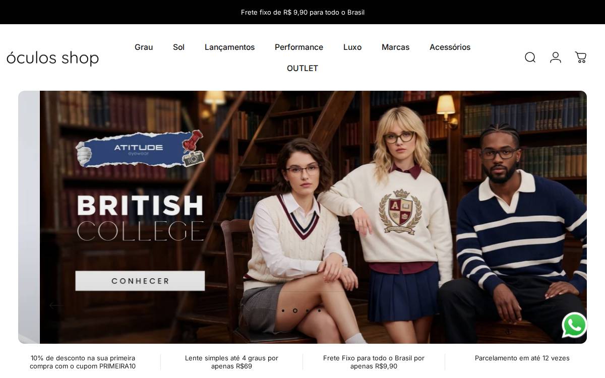 Oculos Shop website preview