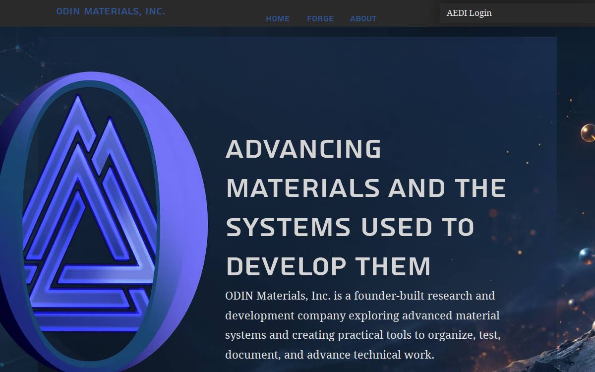 Odinmaterials website preview