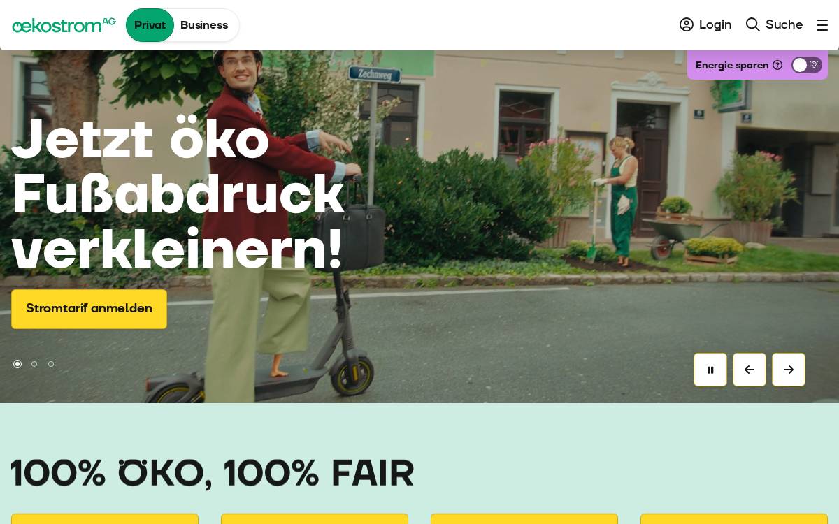 Oekostrom website preview