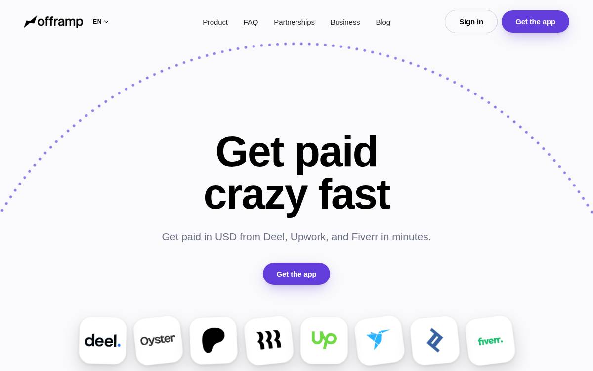 Offramp website preview