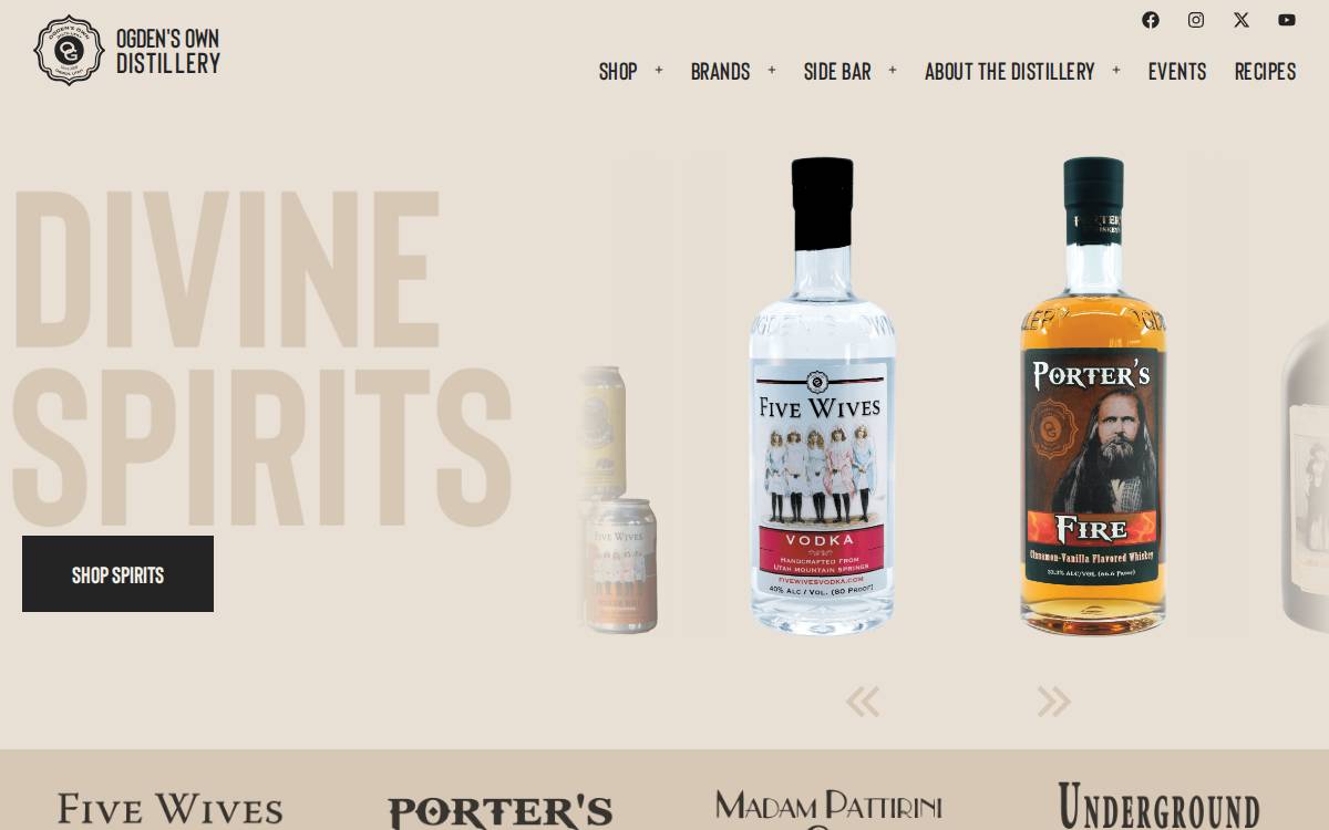 Ogden's Own Distillery website preview