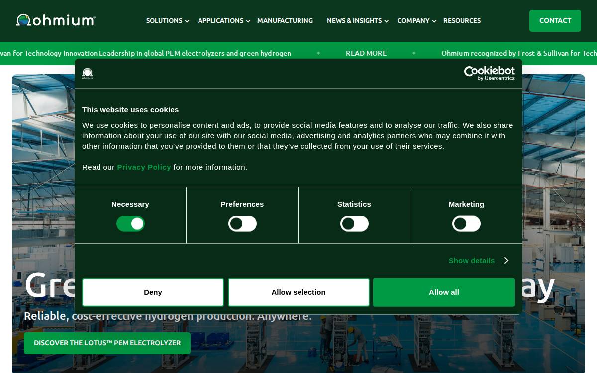 Ohmium website preview