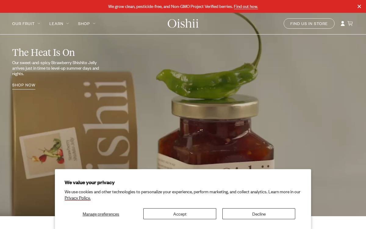 Oishii Farm Corporation website preview