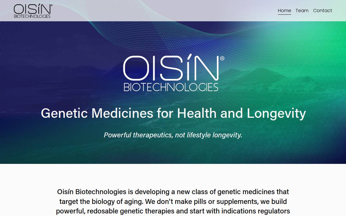 Oisin Biotechnologies website preview