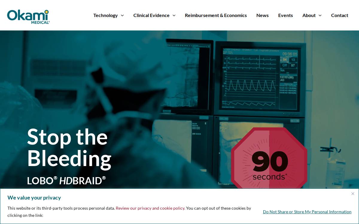 Okami Medical website preview