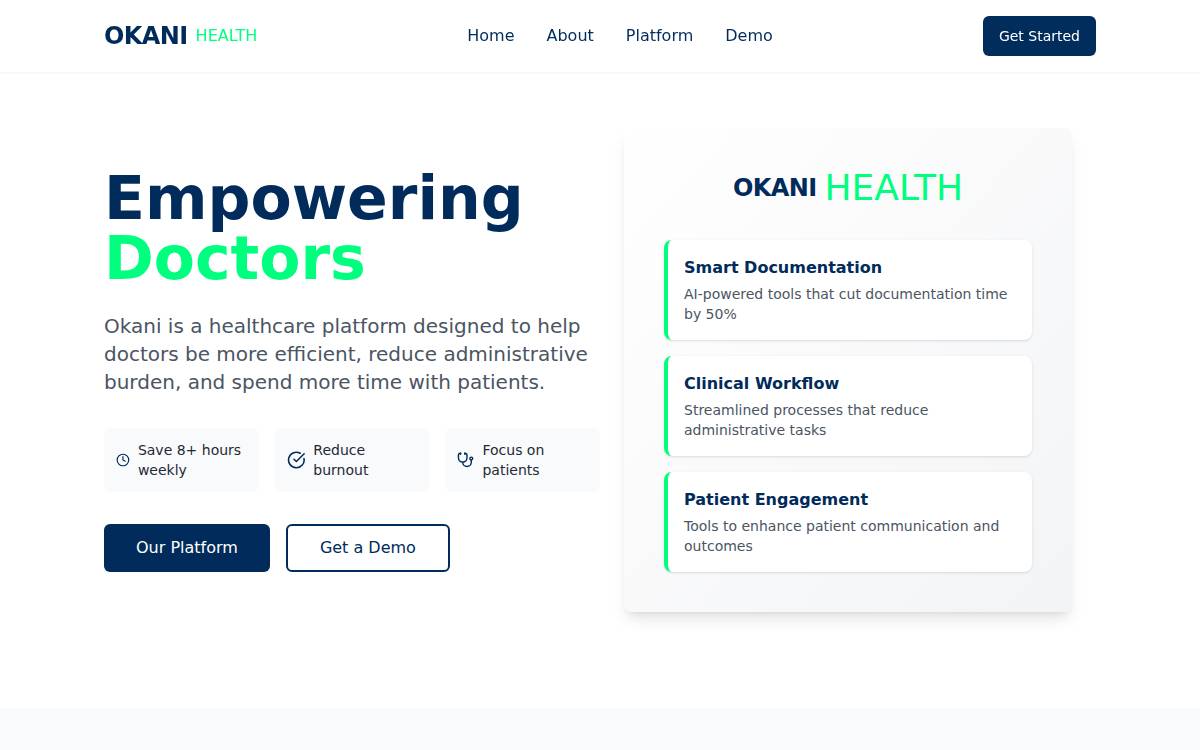 Okani website preview