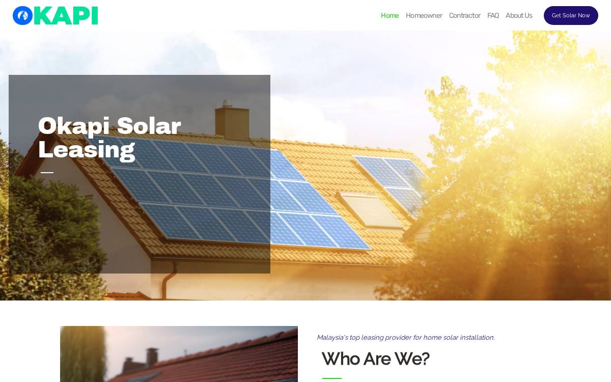 Okapi Solar website preview