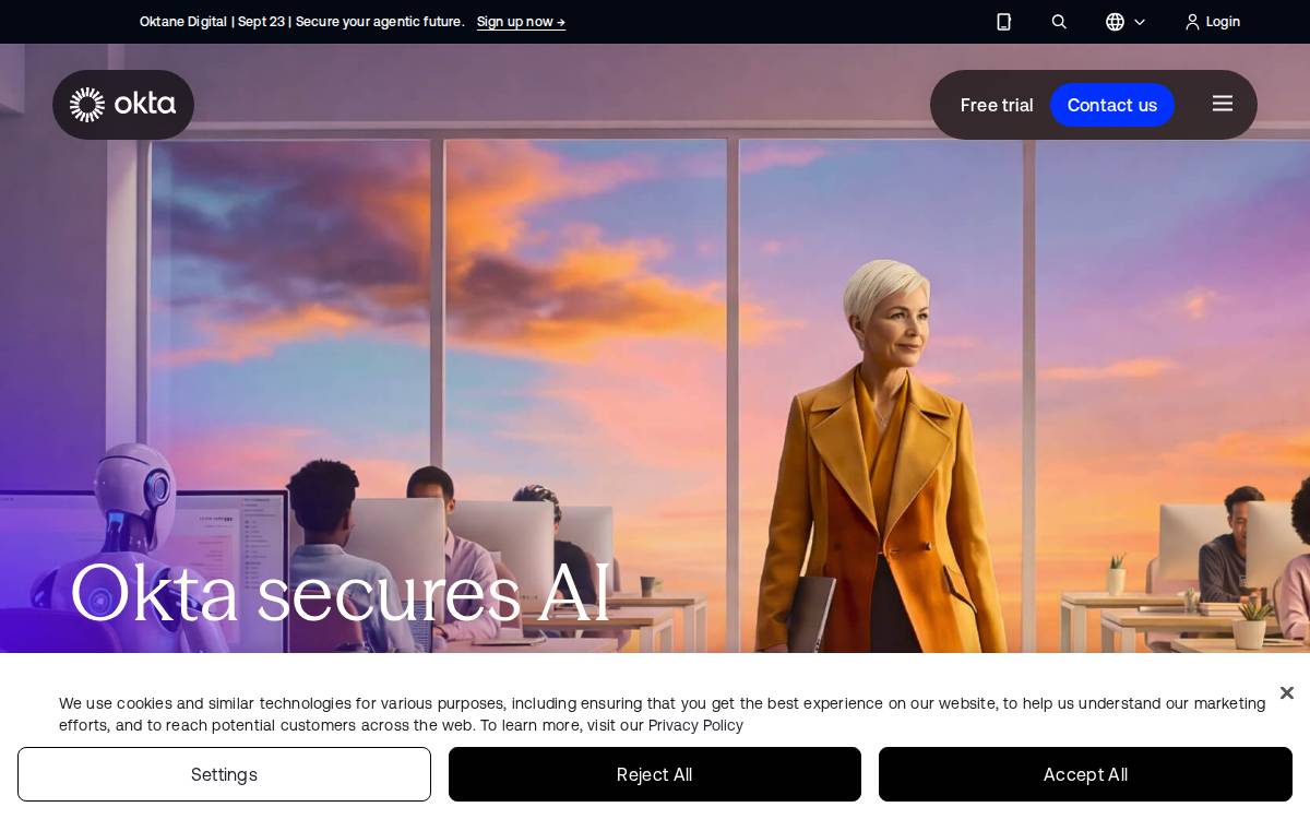Okta website preview