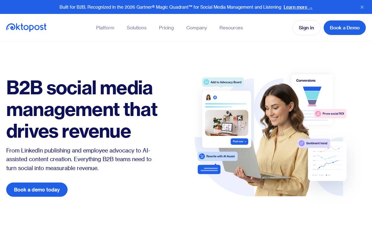 Oktopost website preview