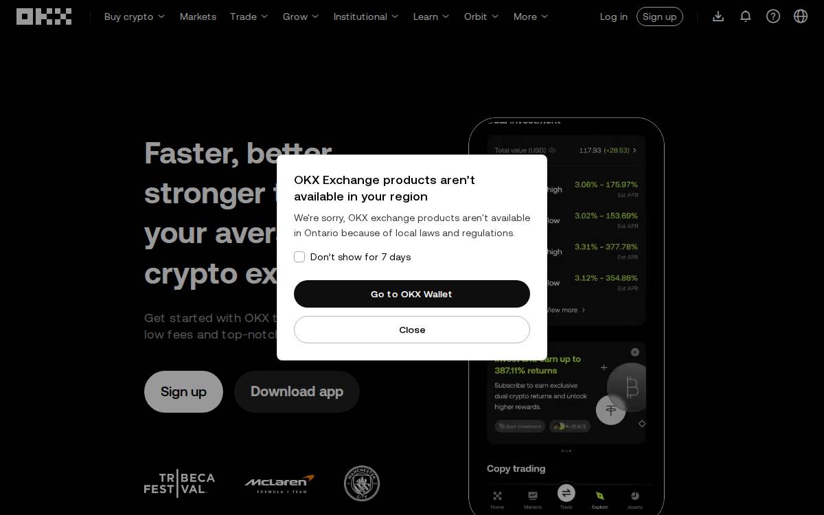 OKX website preview