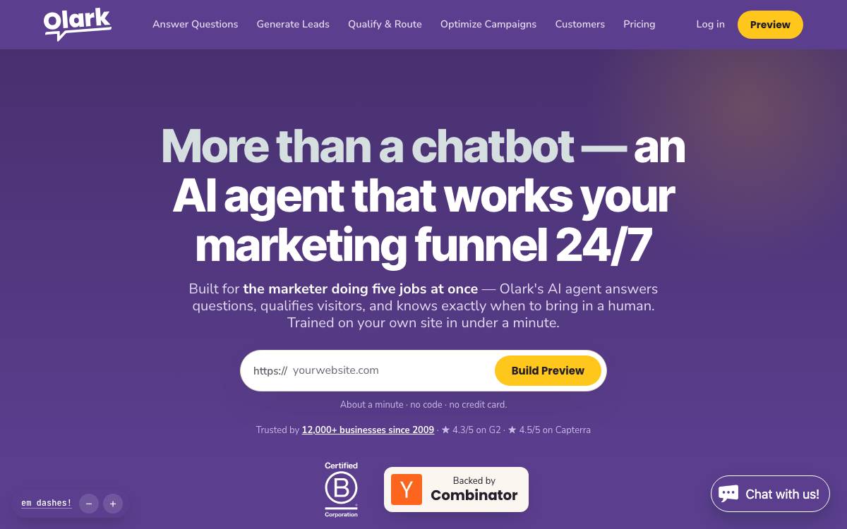 Olark website preview