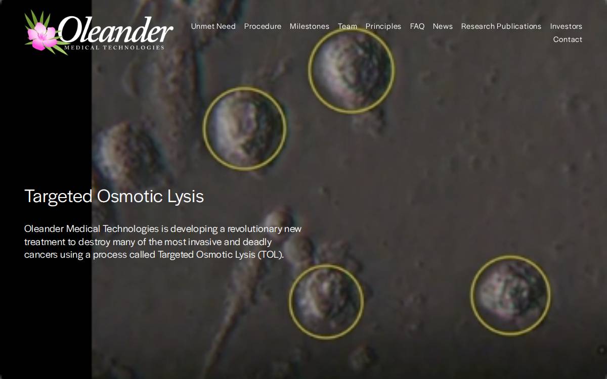 Oleander Medical Technologies website preview