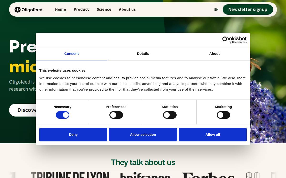 Oligofeed website preview