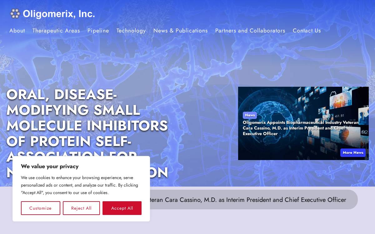 Oligomerix website preview