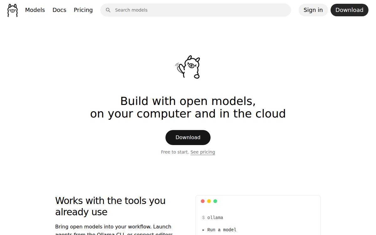 Ollama website preview