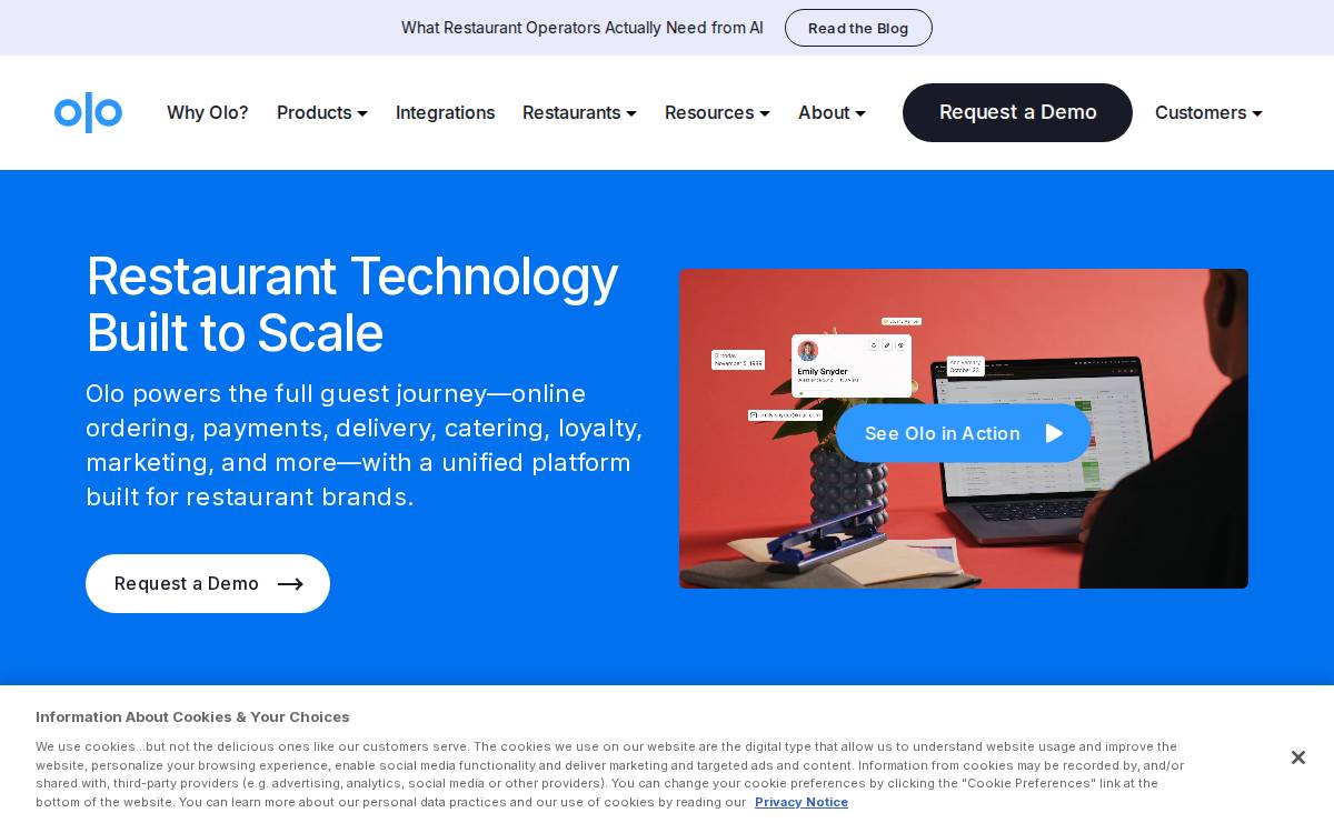 Olo website preview