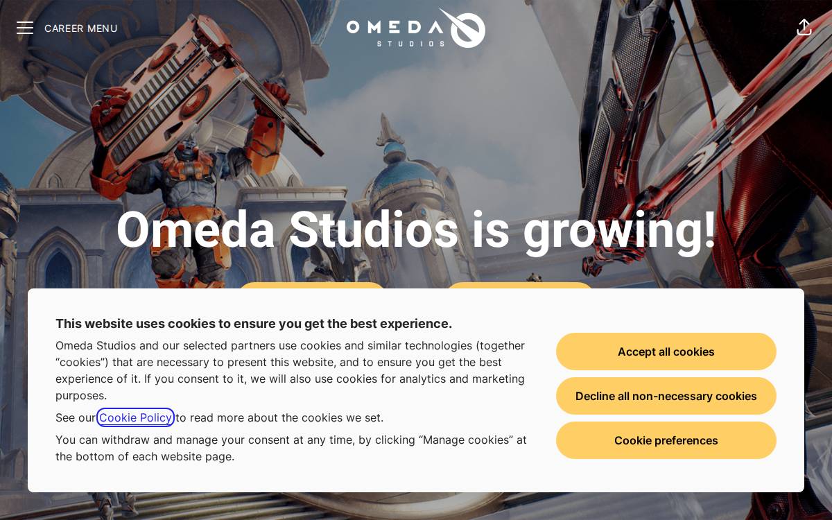 Omeda Studios website preview