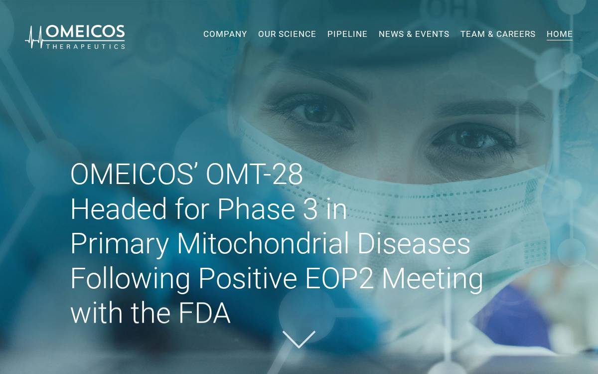 Omeicos Therapeutics website preview