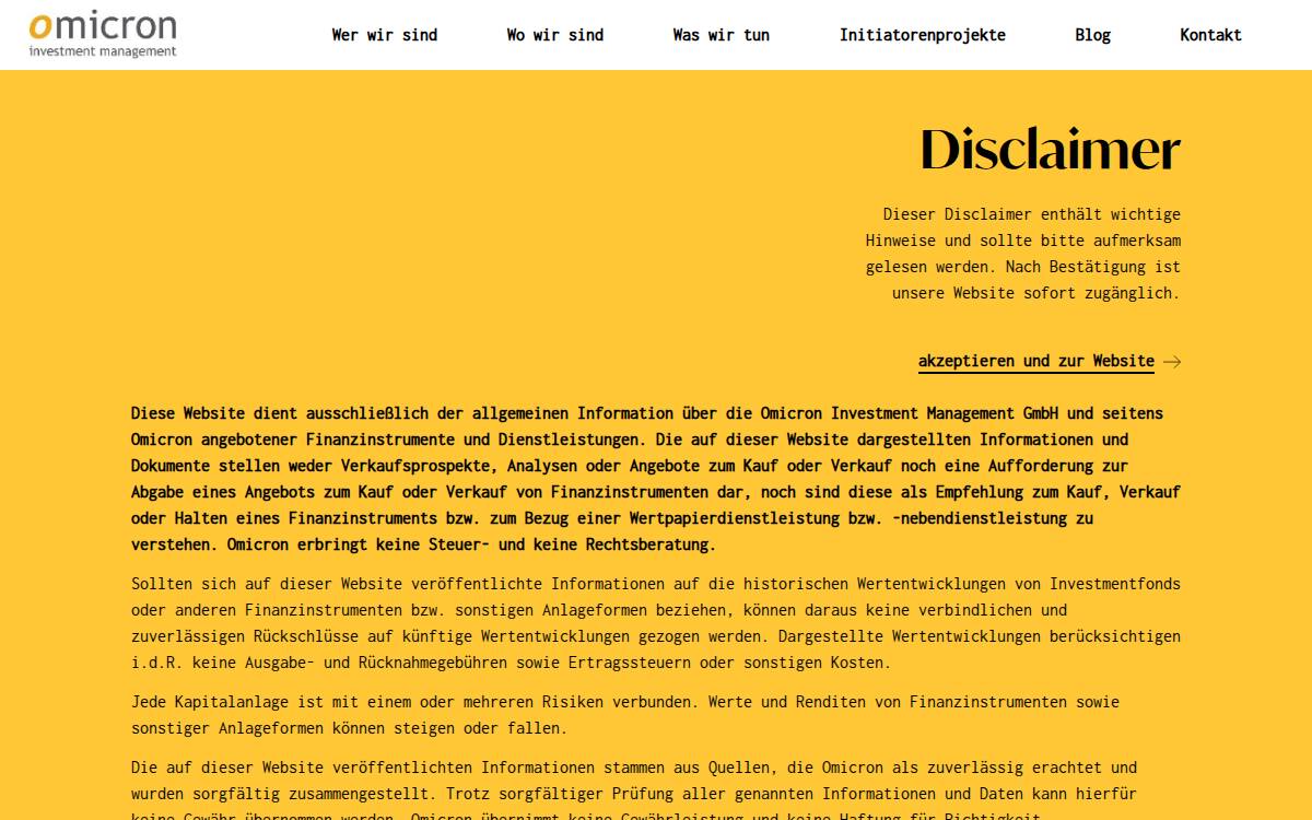 Omicron Investment Management GmbH website preview