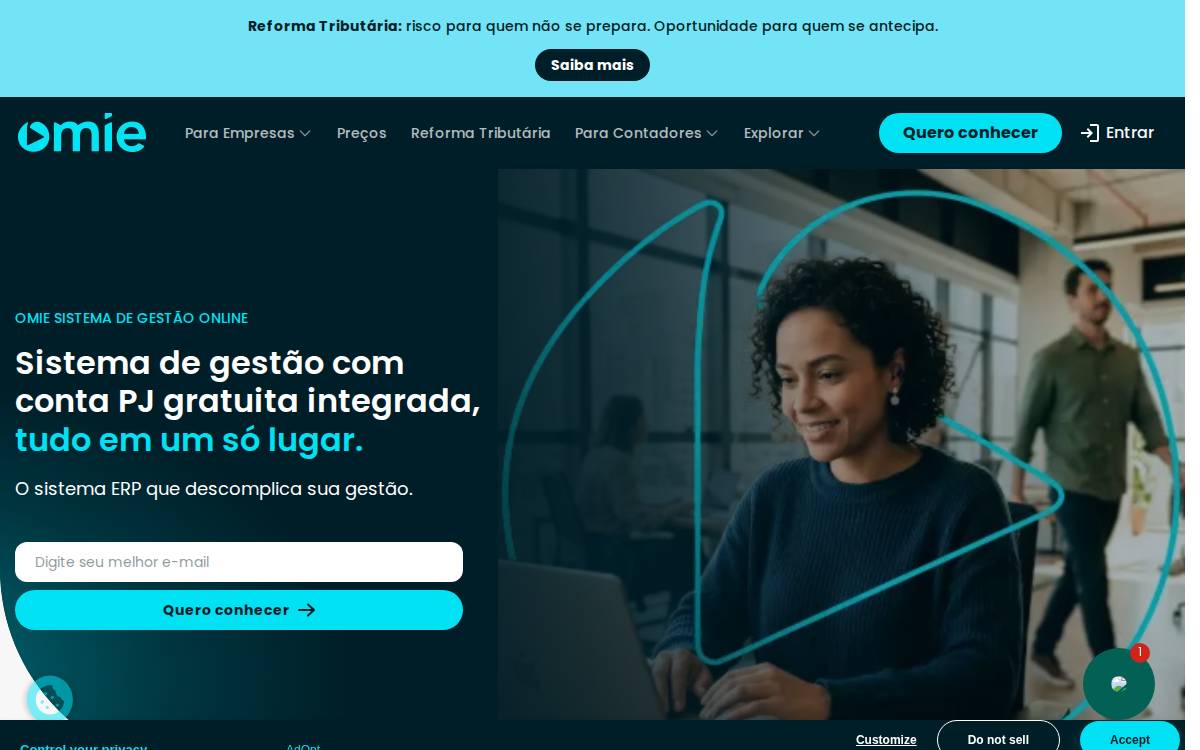 Omie website preview