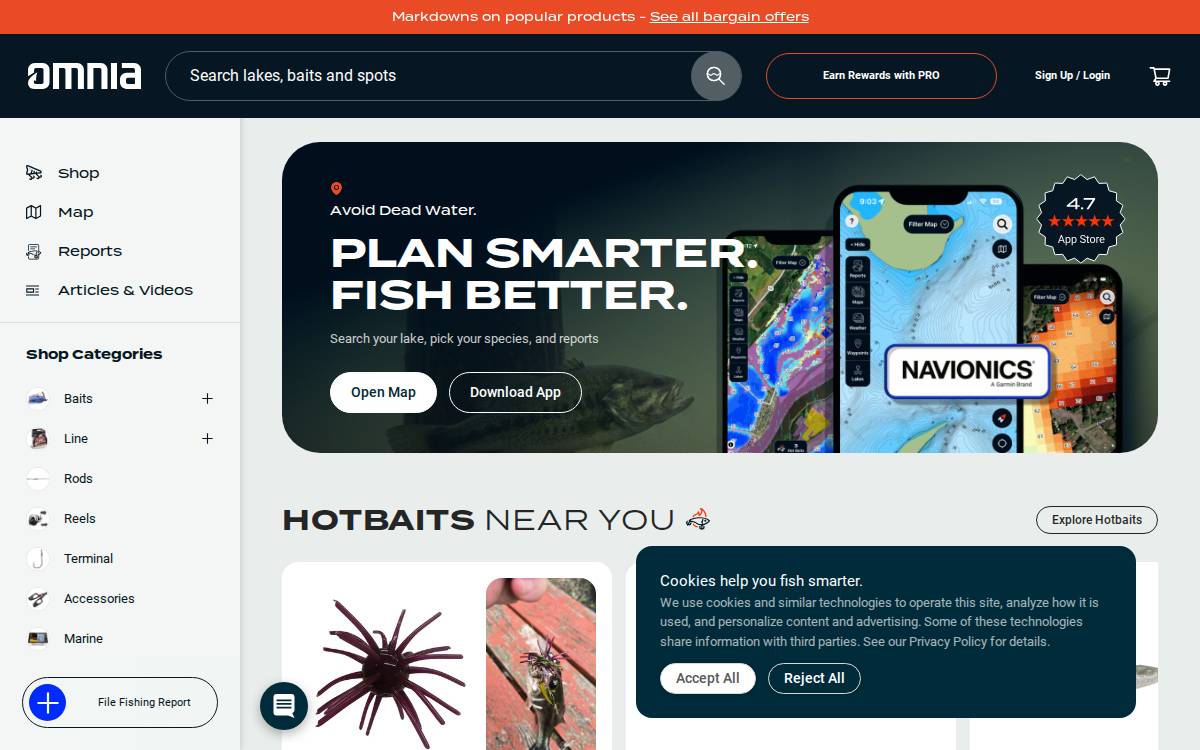 Omnia Fishing website preview
