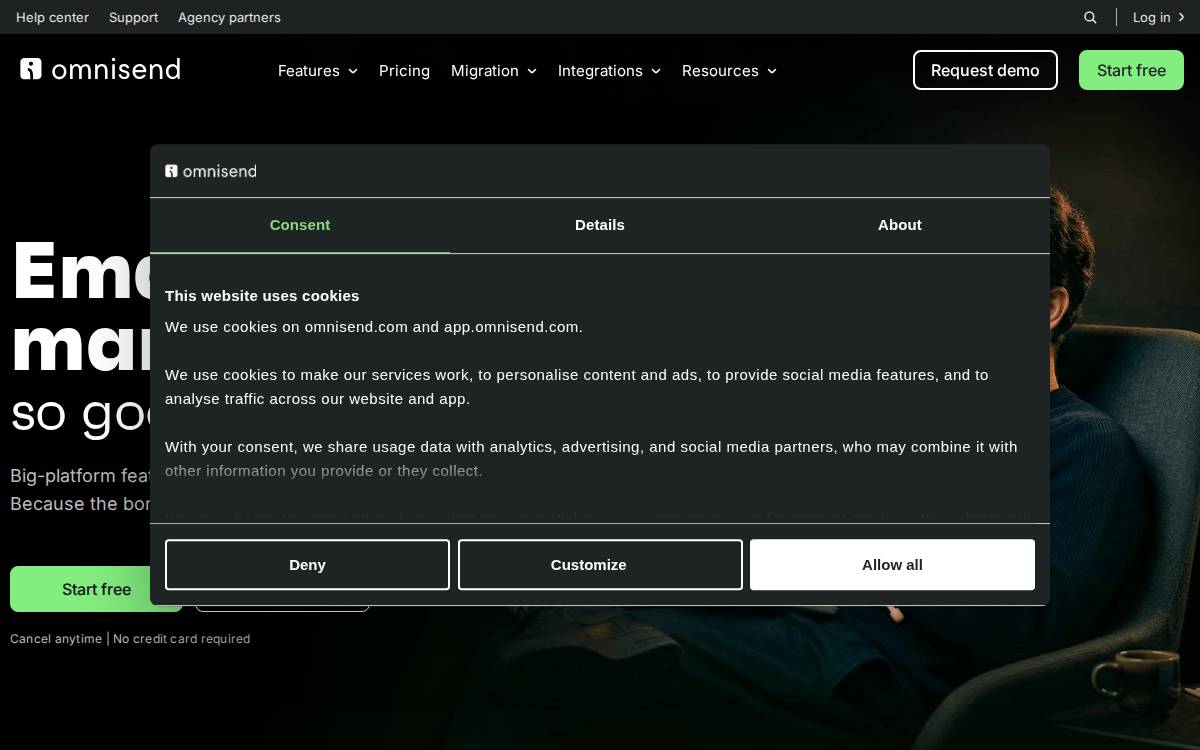 Omnisend website preview